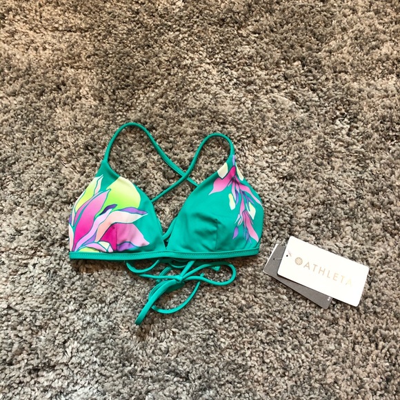 ATHLETA VINTAGE FLORAL TIE BACK BIKINI TOP - Picture 3 of 6
